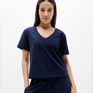 NWT Athleta Navy Blue Essential V-Neck Tee Short Sleeve